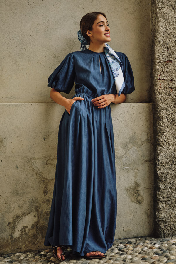 Caserta Cotton and silk long dress | Be Inspired | Crida Milano