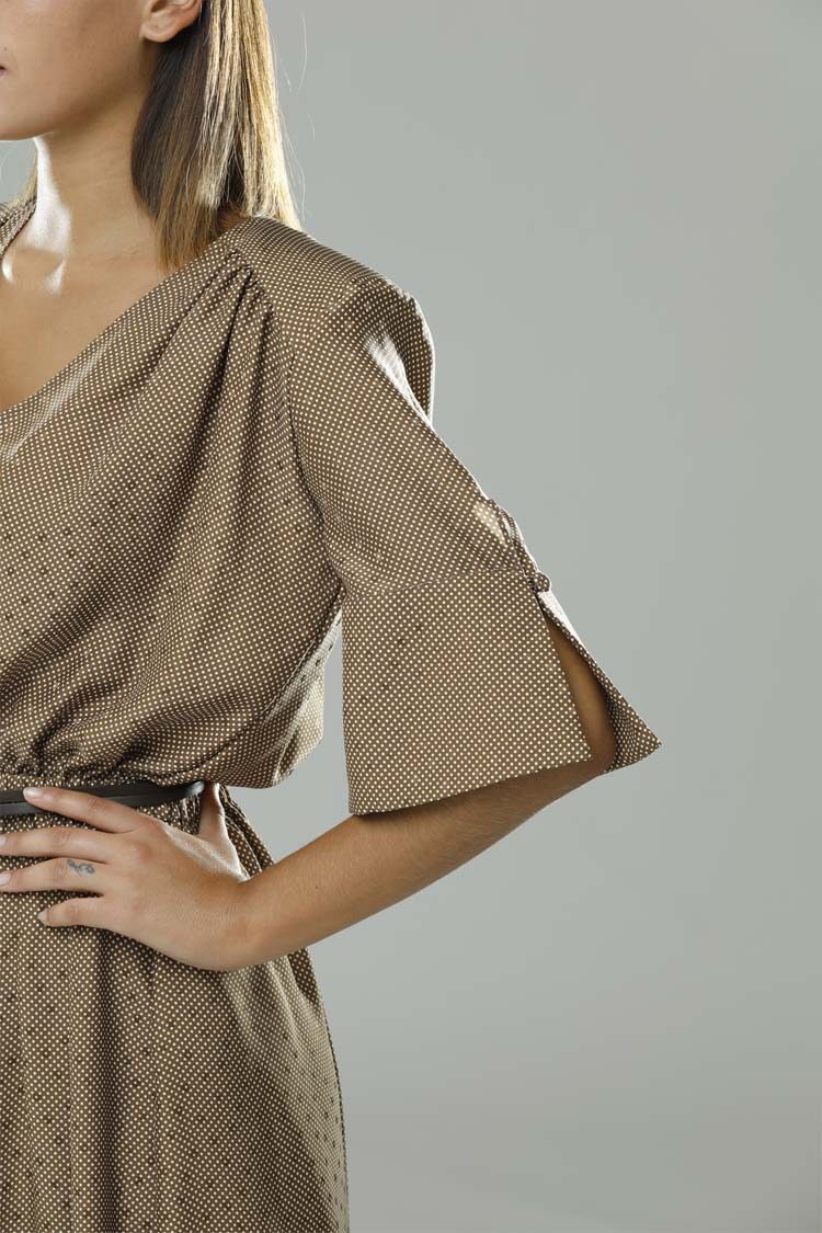 Chiavari | Midi Dress in Cotone e Seta Nude | Crida Milano
